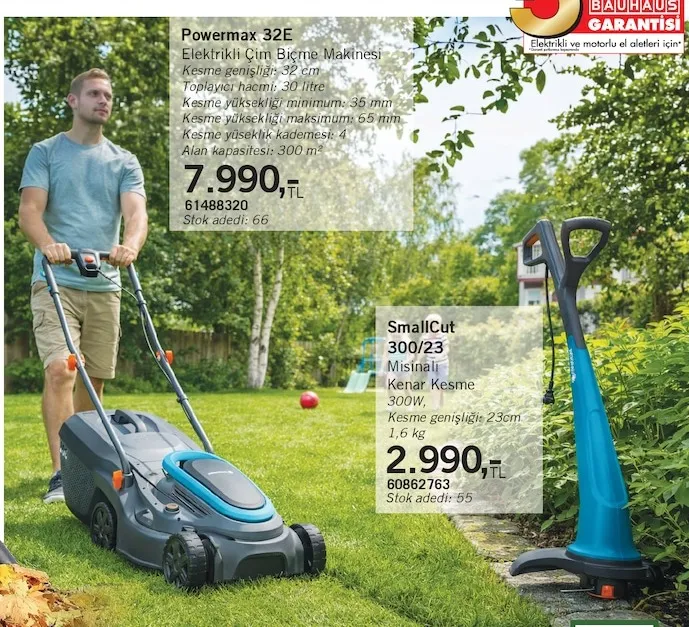Powermax 32E Elektrikli Çim Biçme Makinesi Ve Smallcut 300/23 Misinalı Kenar Kesme