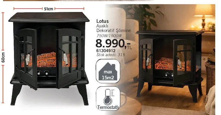 Lotus Ayaklı Dekoratif Şömine