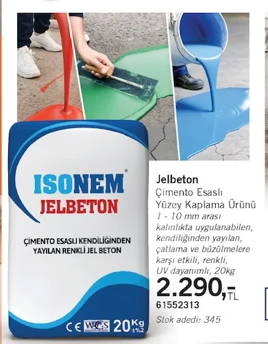 Isonem Jelbeton Çimento Esaslı Yüzey Kaplama Ürünü 20 Kg