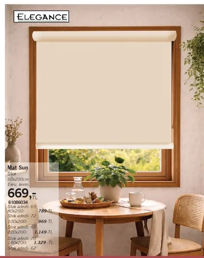 Mat Sun Stor Ekrü, Krem 60X200Cm