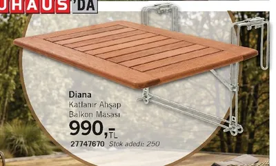 Diana Katlanır Ahşap Balkon Masası