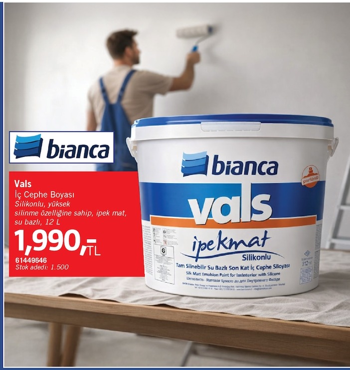 Bianca Vals İç Cephe Boyası 12 L