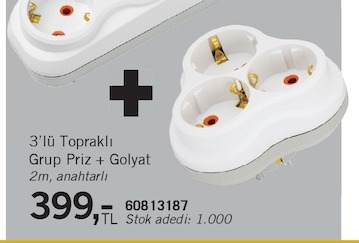 3'Lü Topraklı Grup Priz + Golyat