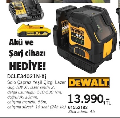 Dewalt Dcle34021N-Xj Solo Çapraz Yeşil Çizgi Lazer