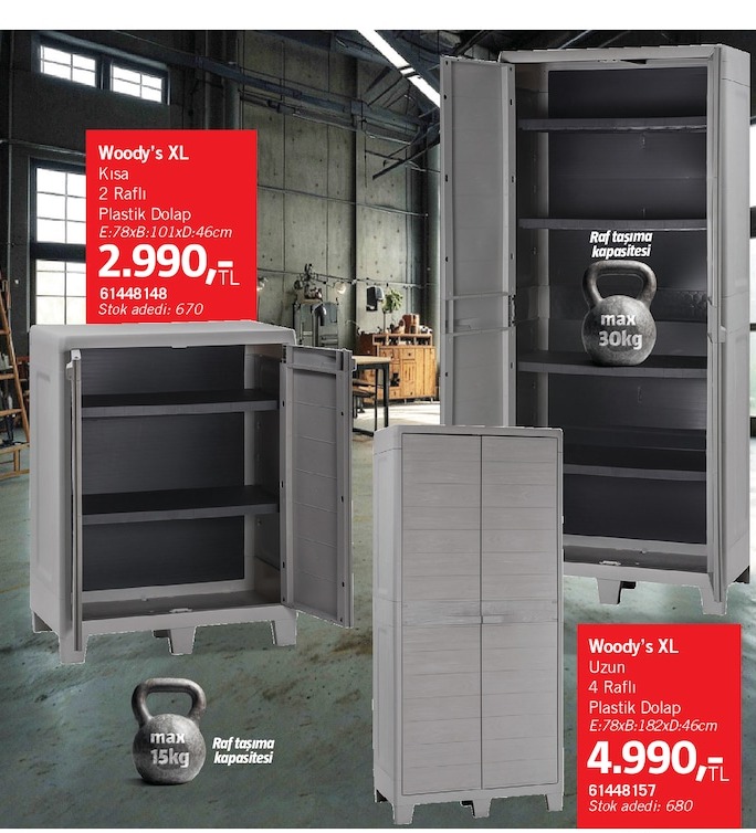 Woody'S Xl Kısa 2 Raflı Plastik Dolap