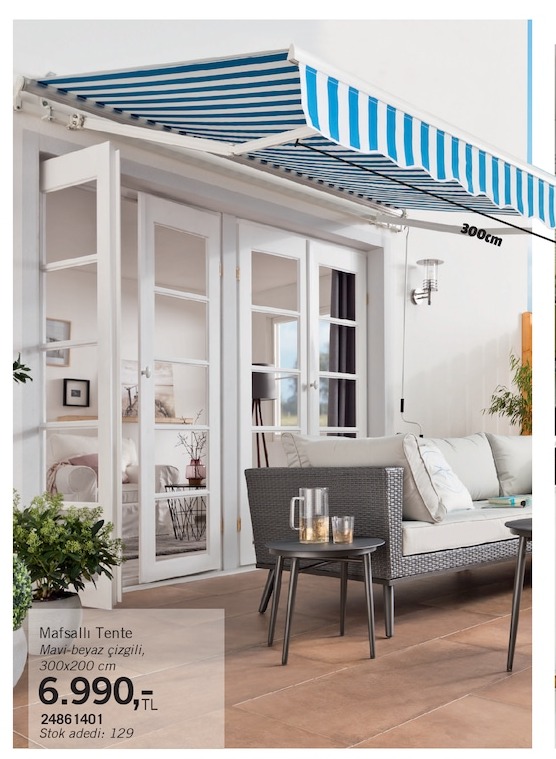 Mafsallı Tente Mavi-Beyaz Çizgili