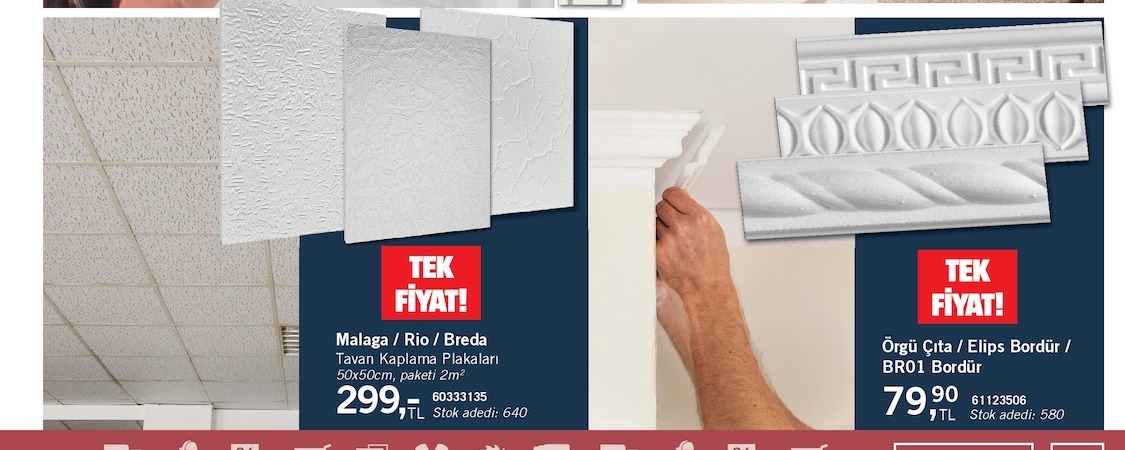 Malaga / Rio / Breda Tavan Kaplama Plakaları 50X50Cm, Paketi 2M²