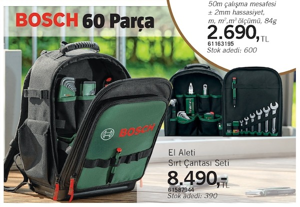 Bosch 60 Parça El Aleti Sırt Çantası Seti