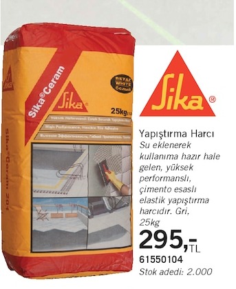 Sika İçeriği Beyaz Beyaz Yapıstırma Harcı 25Kg