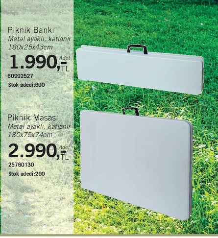 Piknik Banki Metal Ayakli, Katlanir 180X25X43Cm