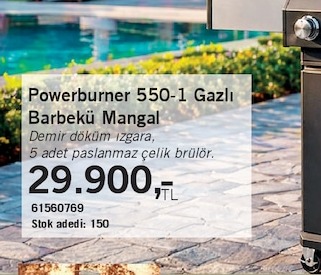 Powerburner 550-1 Gazlı Barbekü Mangal