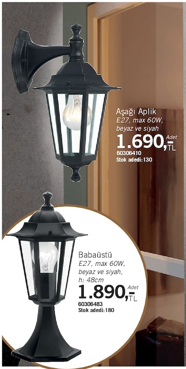 Aşağı Aplık E27 Max 60W Beyaz Ve Siyah H: 48Cm