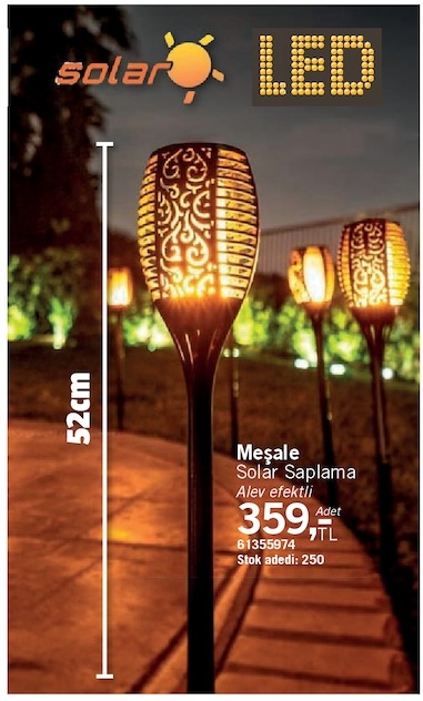 Meşale Solar Saplama Alev Efektli