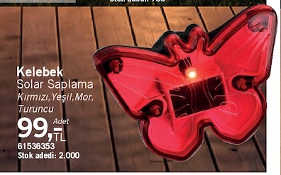 Kelebek Solar Saplama Kirmizi, Yesil, Mor, Turuncu