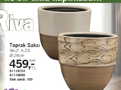 Riva Toprak Saksı No:2 H:23 Ø:24Cm