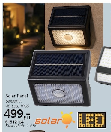 Solar Panel Sensörlü, 40 Led, Ip65