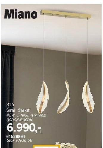 Miano 3'Lü Sıralı Sarkıt 42W 3000K-6000K