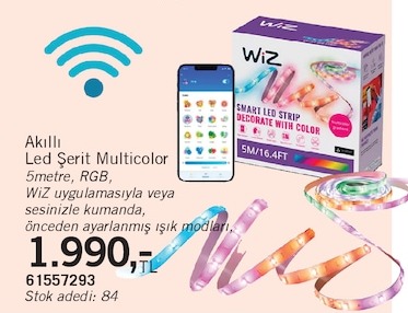 Wiz Akıllı Led Şerit Multicolor 5 Metre, Rgb