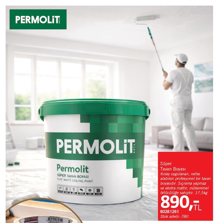 Permolit Süper Tavan Boyası 17.5Kg