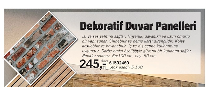 Dekoratif Duvar Panelleri Adet