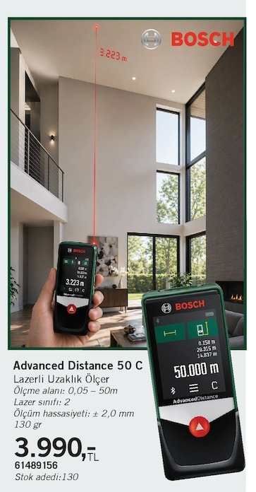 Bosch Advanced Distance 50 C Lazerli Uzaklık Ölçer