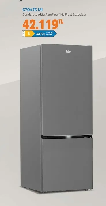 Beko 670475 Mi Dondurucu Altta Aeroflow™ No Frost Buzdolabı