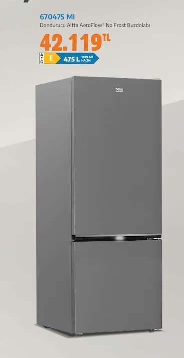 Beko 670475 Mı Dondurucu Altta Aeroflow No Frost Buzdolabı