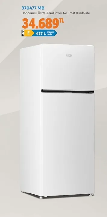 970477 Mb Dondurucu Üstte Aeroflow No Frost Buzdolabı
