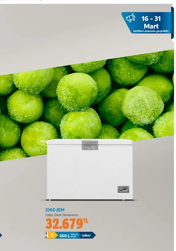 3360 Jem Yatay Derin Dondurucu