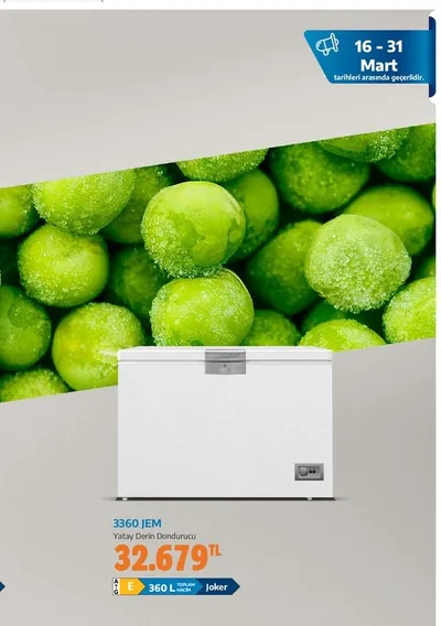 3360 Jem Yatay Derin Dondurucu