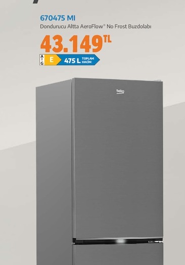 670475 Mı Dondurucu Altta Aeroflow No Frost Buzdolabı