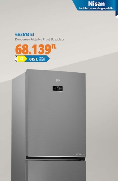 683613 Ei Dondurucu Altta No Frost Buzdolabı