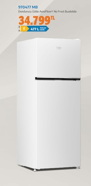 Beko 970477 Mb Dondurucu Üstte Aeroflow No Frost Buzdolabı