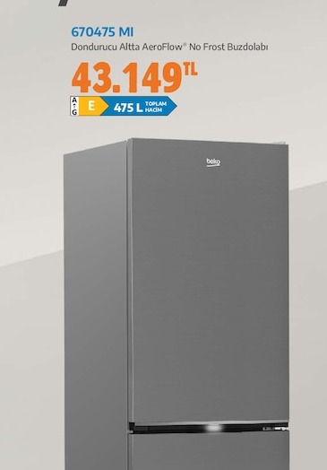 Beko 670475 Mı Dondurucu Altta Aeroflow No Frost Buzdolabı