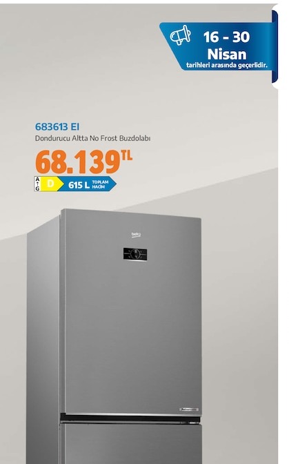 Beko 683613 Ei Dondurucu Altta No Frost Buzdolabı