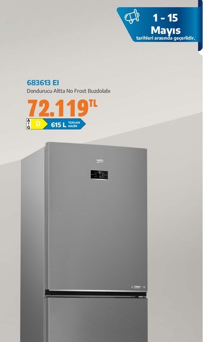 Beko 683613 El Dondurucu Altta No Frost Buzdolabı 615L