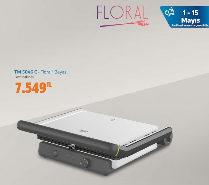 Beko Tm 5046 C Floral Beyaz Tost Makinesi