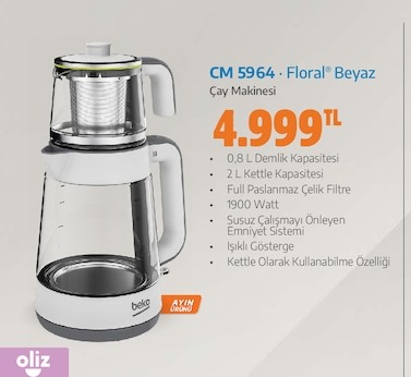 Beko Cm 5964 Floral Beyaz Çay Makinesi