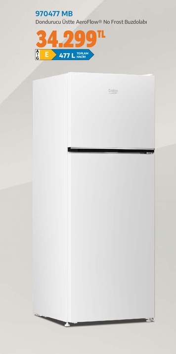Beko Dondurucu Üstte Aeroflow® No Frost Buzdolabı 477 L