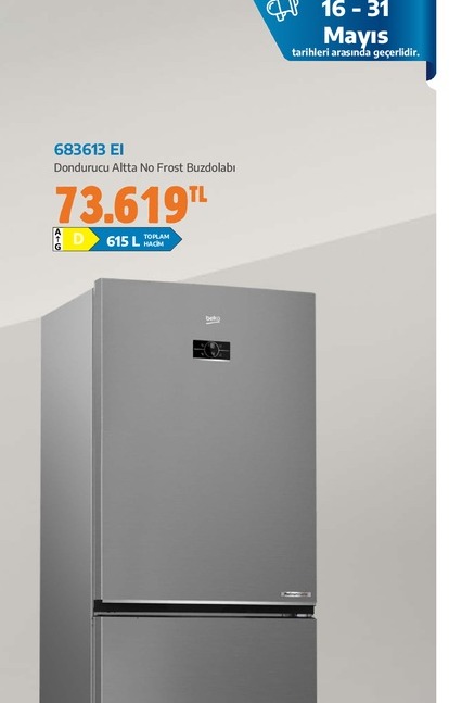 Beko 683613 Ei Dondurucu Altta No Frost Buzdolabı 615L