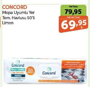Concord Mopa Uyumlu Yer Tem. Havlusu 50'Li Limon