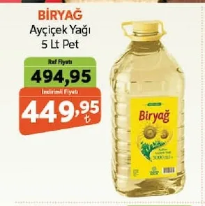 Biryağ Ayçiçek Yağı 5 Lt Pet