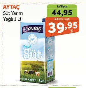 Aytaç Süt Yarım Yağlı 1 Lt