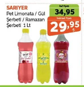 Sarıyer Pet Limonata / Gül Şerbeti / Ramazan Şerbeti 1 Lt