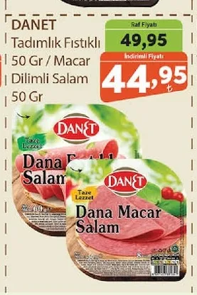Danet Tadımlık Fıstıklı 50 Gr / Macar Dilimli Salam 50 Gr