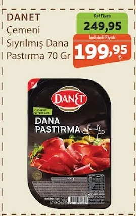 Danet Çemeni Sıyrılmış Dana Pastırma 70 Gr