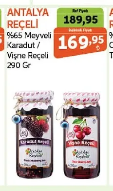 Antalya Reçeli %65 Meyveli Karadut / Vişne Reçeli 290 Gr