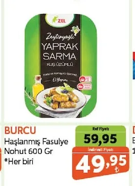 Burcu Haşlanmış Fasulye Nohut 600 Gr