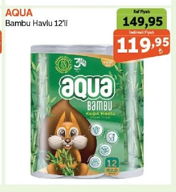 Aqua Bambu Havlu 12'Li