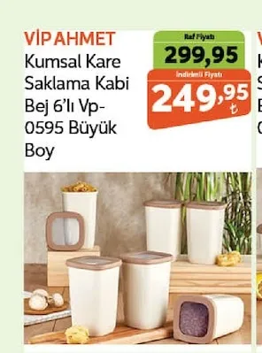 Vi̇Pahmet Kumsal Kare Saklama Kabı Bej 6'Lı Vp-0595 Büyük Boy